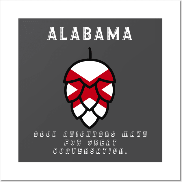 Alabama Craft Beer State Flag United States of Craft Beer T-Shirt Wall Art by Owl House Creative